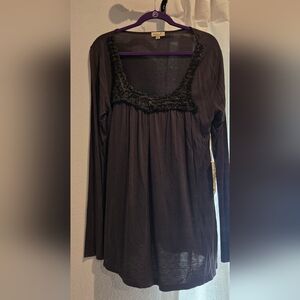 ONE WORLD Black Long Sleeve Top